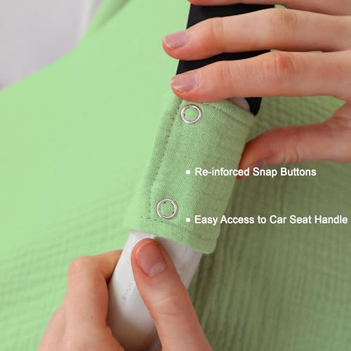 Image of 100% Muslin Cotton Car Seat Cover Baby, Carseat Canopy Cover, Universal Fit Stroller Covers for Boys and Girls (City Green)