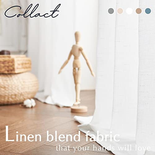 Collact Linen Curtains Farmhouse White Curtains 108 Inches Long Back Tab Drapes Flax Linen Blend Fall Curtains For Living Room Bedroom Window Treatments Light Filtering Curtains 2 Panels Rod Pocket #TOP2