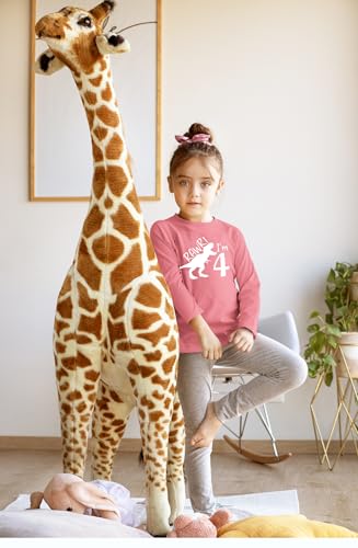 Image of rawr im 4 Year Old Girl Birthday Shirt Dinosaur Roar Four 4th Toddler Outfit Fourth
