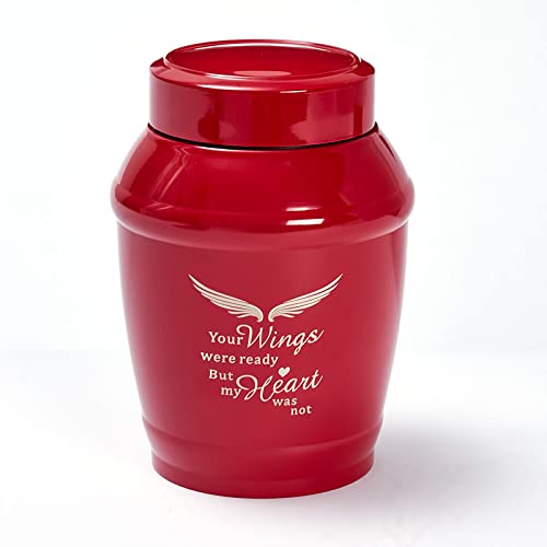 Image of Cremation Urns for Ashes Adult Female, 5.7x4Inch Medium Urns for Human Ashes Adult Female /Male /Mother with Red Angel Wings