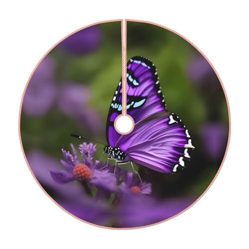 Jupe de sapin de Noël rustique épaisse couvre-pied arbre imprimé violet