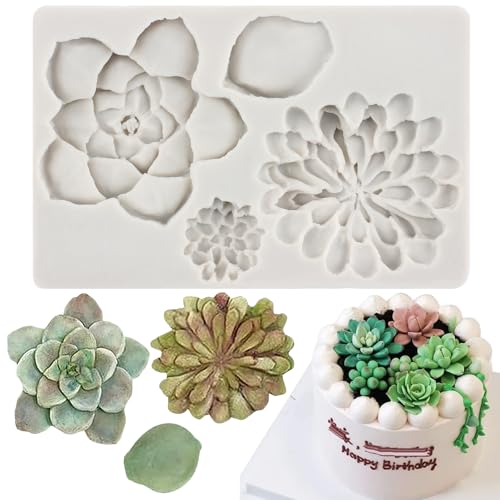 MYPRACS Stampi in silicone a forma di pianta grassa tropicale, per decorare torte, cupcake, caramelle, cioccolato, pasta di gomma, zucchero, argilla polimerica