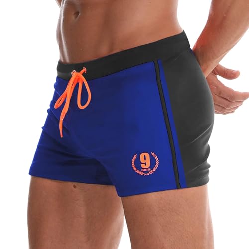Arcweg Badehose Herren Eng Kurz Badeshorts mit Tunnelzug Schwimmhose Wassersport Kurze Hose UV Schutz Jungen Schwimmwear Schulschwimmen Dunkelblau L（EU
