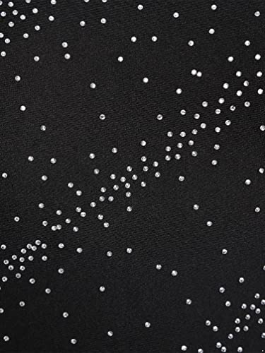 Vxuxlje Womens Lyrical Dance Costume Rhinestones Mesh Tulle Flowy Ice Skating Short Leotard Dress Black Medium #TOP4