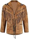 Mount Helicon Mens Leather Buckskin Mountain Man Reenactment Suede Leather Native American Red Indian Fringes Beaded Jackets Warshirt (as1, alpha, xx_l, regular, regular, Suede Brown/Beads)