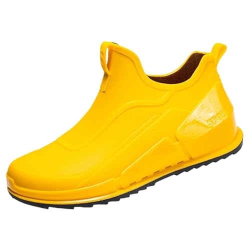 SPKFHD Men's fashionable rain boots - thick-soled, short boots with PVC upper - comfortable and lightweight - suitable for outdoor use or daily wear (yellow,10)