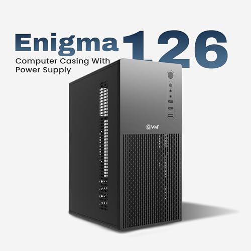 Image of EVM Enigma 126 Micro ATX Computer Cabinet - Micro-ATX /Mini-ITX PC Case with ATX PSU Support, USB & Audio Ports, 4 PCI Slots, HDD & SSD Storage Support, 120mm Fan Support, 250mm GPU Clearance, Black