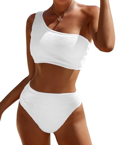 Bikini Sets for Women High Waisted 2 Piece Bestselling Swimsuit Ribbed One Shoulder Tummy Control Bathing Suit 2025