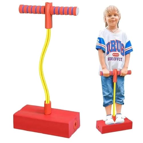 Image of CRIYALE Pogo Jumper for Kids Fun & Safe Pogo Stick for Toddler | Durable & Bungee Stick for Age 3 & up, Support up to 250lbs | Jumping Promote Growing Taller Makes Squeaky Sound Improve Balance (Red)