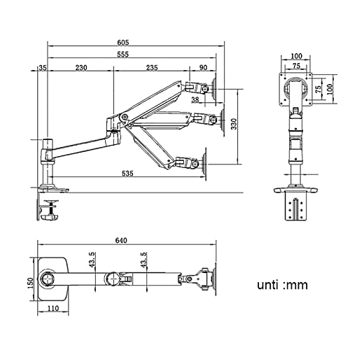 Fixation écran PC de 10 à 27 pouces support réglable et inclinable LCD - 3