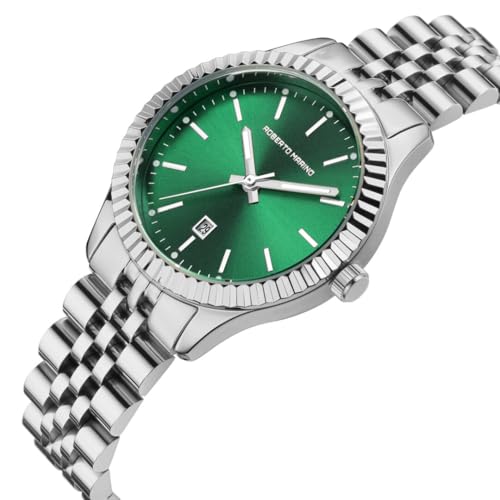 Roberto Marino RM9391 Women’s Luxury Wrist Watch – Stainless Steel Japanese Quartz, 3 ATM Water Resistant, Green Background — view 3