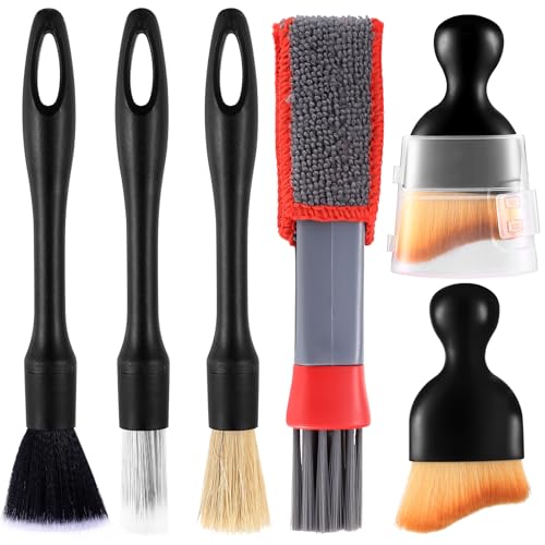 Tenbrachian 6 Pcs Cepillo Limpieza Coche Interior, Brocha Limpieza Coche, Cepillo de Detalle, Cepillos Limpieza Coche, Cepillo Suave Limpieza Coche, Limpiar Coche Interior Rejillas de Ventilación