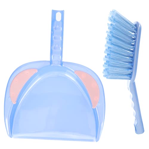 Levemolo 1 Set Portable Mini Broom Mini Desktop Broom Mini Trash Can Broom for Camping Trash Can Cleaning Brushes for Household Use Pet Cage Broom Portable Trash Can Car Blue Plastic