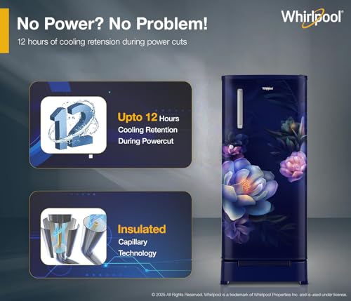 Image of Whirlpool 184 L 5 Star Direct-Cool Single Door Refrigerator with Intellisense Inverter Compressor (205 WDE ROY 5S INV SAPPHIRE SERENA -Z1)
