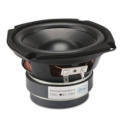 Image of DROK 4.5 inch 6 Ohm Hifi Subwoofer Speakers Stereo Audio Loudspeaker, 40W Dual Magnetic Loudspeaker with Good Bass for Audiophiles DIY Desktop Computer Speakers, Great Replacement for Sound System