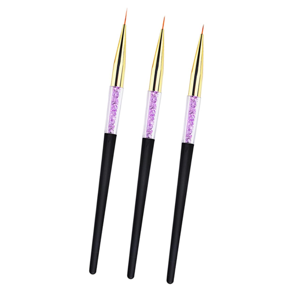 BESTYASH 3pcs Nail Art Brush Durable Lightweight Nail Art Tools with Long Handle for Easy Use for Professional for Women