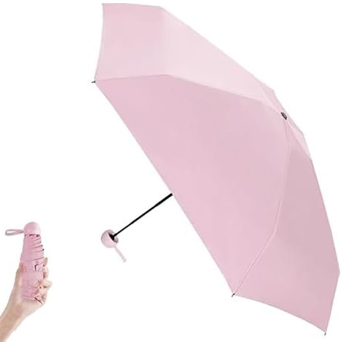 38-inch Portable Mini Umbrella for Women, Men, Kids, Girls, Boys 3 Fold umbrella for Sun Protection & Rain Foldable & Lightweight Manual Open Umbrella for Travel (Pink)-image-47