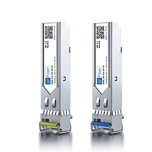 Image of H!Fiber 1.25G SFP Bidi Transceiver, 1000Base-BIDI 1550nm /1310nm SMF, a Pair of Single Mode SFP Module, up to 2~3 km, for Cisco, Ubiquiti UniFi, Mikrotik, D-Link, Supermicro, Netgear and More