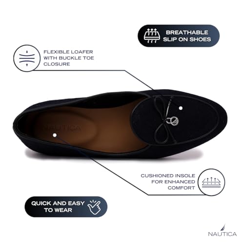 Image of Nautica Woman Flat Loafers Luxury Designer Penny Shoes Slip On Ballet Comfortable Everyday Moccasins for Work Office Outdoor