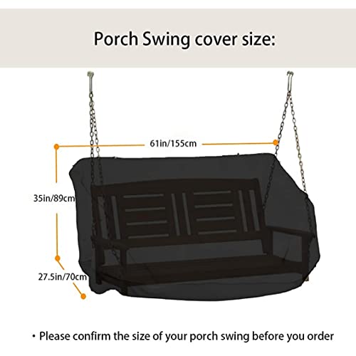 Eioflia Hanging Porch Swing Cover Waterproof Outdoor Swing Cover Patio Furniture Cover,Patio Swing Cover, Canopy Cover Hanging Swing Hammock, Black, 155 * 70 Cm/ 61.02 * 27.56'' #TOP5