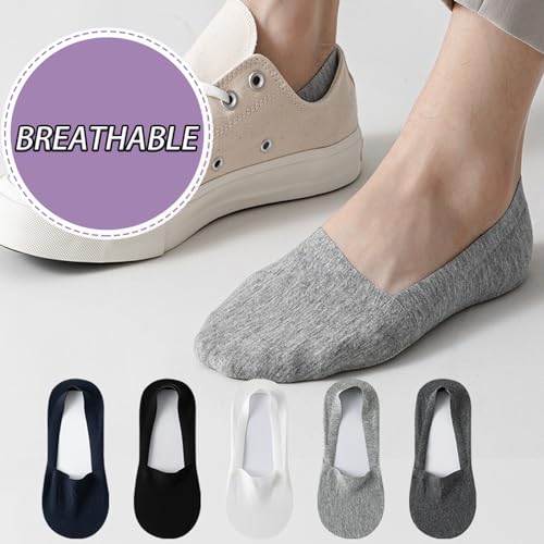 CHUNFO Mens No Show Socks Flat Cotton Non Slip Grips Invisible Loafers Sneaker Sock Footie Breathable Size 5.5-10.52