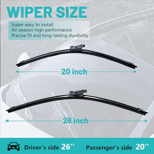 26"+20" Windshield Wiper Blades Replacement for Tesla Model Y 2020-2023, Durable Automotive Wiper Blades, Essential Tesla Accessories for Model Y — view 4