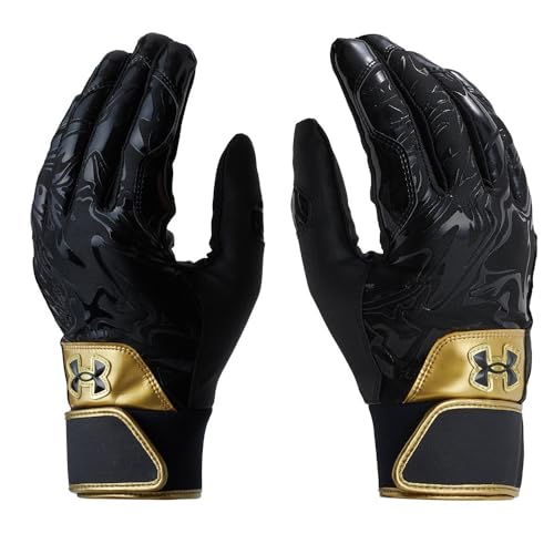 [A_[A[}[] UA PRECISION FIT BATTING GLOVES Black Gold Black MD