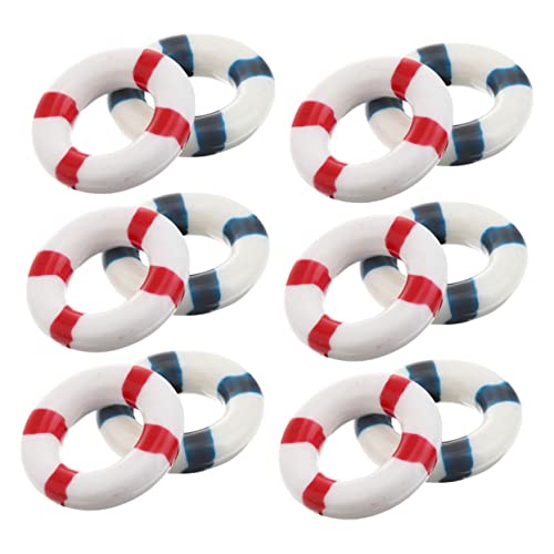 Yardwe 12 Stück Micro Schwimmring Wandbehang Ring Schmuck Miniatur Dekoration Nautische Wandkunst Miniatur Schwimmring Mini Rettungsring Dekoration Winzige Nautische Rettungsring