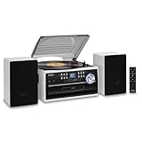 Jensen JTA-475 3-Speed Turntable with CD, Cassette & AM/FM Stereo Radio - White + Bonus 2 Pack Record Player Replacment Needles