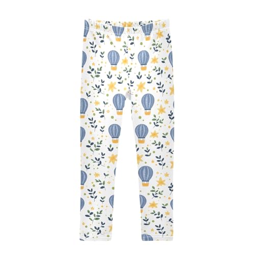 Hot Air Balloon Stars Prints Girls Leggings Soft Comfortable Athletic Leggings Dancing Pants for 4-10 Years