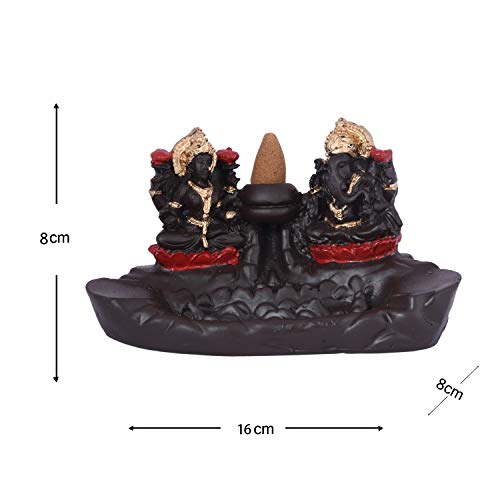 Image of CRAFTAM Fountain Laxmi Ganesha Smoke Backflow Incense Holder Idol with 20 Incense Cone