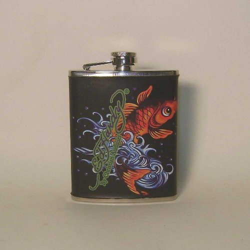 Don Ed Hardy Koi Leather Wrapped Flask