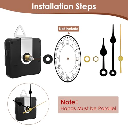 3PCS Clock Mechanism Replacement Kit, Quartz Clock Movement with 8 Pairs Clock Hands, Battery Operated Clock Motor Mechanism for DIY Repair Parts (Total Shaft Length 16/20/23mm)