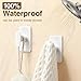pickpiff Adhesive Towel Hooks for Bathroom: 20LB Extra Strong Wall Hanger for Shower Kitchen RV Dorm Apartment, White 4 Pack
