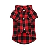 Paiaite Plaid Dog Shirt: Classic Checkered Style in Pure Cotton for Large, Medium, and Small Breeds, Comfort, Breathability, and Elegance. Perfect for Everyday Wear, and Photoshoots Red XL
