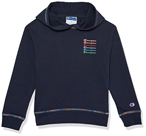 Champion Little Pullover Hoodie for Girls, Lightweight Sweatshirt, Graphics, Navy