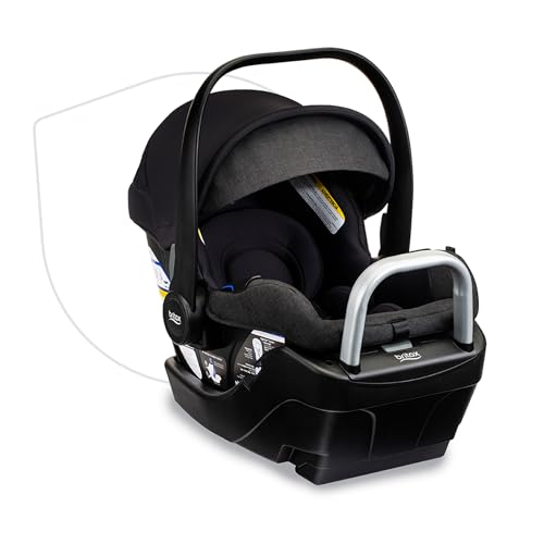 Britax Willow S Infant Car Seat with Alpine Base, Rear Facing Lightweight Baby Car Seat with ClickTight Technology for Easy Installation, Naturally Flame-Retardant SafeWash Fabrics — Raven Black