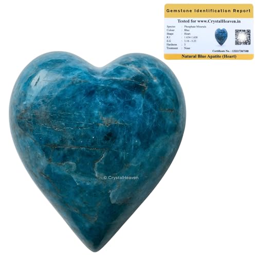 Image of Crystal Heaven Certified Blue Apatite Crystal Heart Palm Pebbles Stones For Anxiety Stress Relief Massage - Aaa Grade Original Healing Gemstone Agate Heart Palm Stone For Yoga Meditation Spiritual