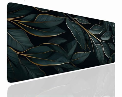 Tapis bureau gaming XXL au motif de feuille pour organiser et protéger votre espace informatique