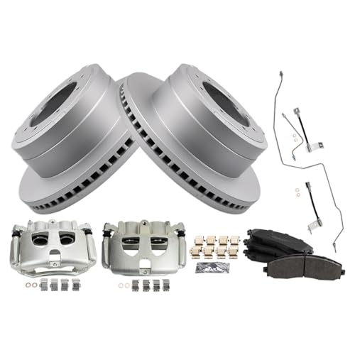 Image of TRQ Brake Pad & Rotor Kit Semi-Metallic Compatible with 2017-2019 Ford F-350 Super Duty