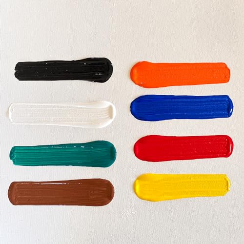 Image of milo Acrylic Paint Set, 8 Primary Colors, 8 oz Bottles, Semi-Gloss | Safe, Non-Toxic, Made in the USA, Arts & Crafts Paints for Artists, Student & Hobby Painters, Paint Pack, Classroom, Bulk