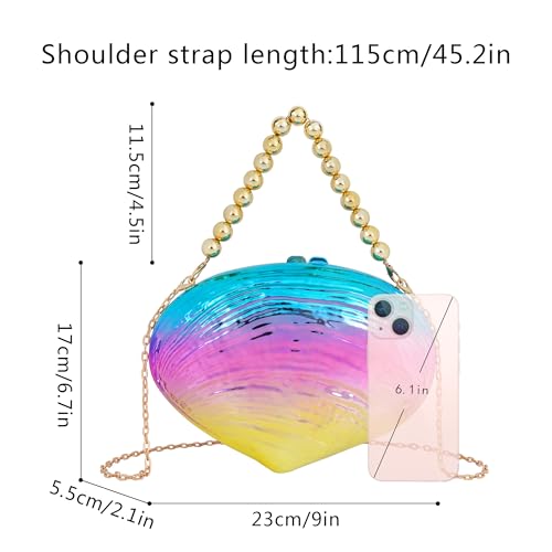 Image of Women Seashell Evening Bag Purse Mermaid Chain Strap Clutch Handbag Shoulder Bag | Seashell