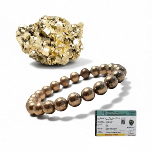 Unisex-Adult Pyrite Original Stone And Bracelet Lab Certified For Vastu/Working Table Decore/Wealth And Bussiness Luck With Increased Will Power And Manifestation.