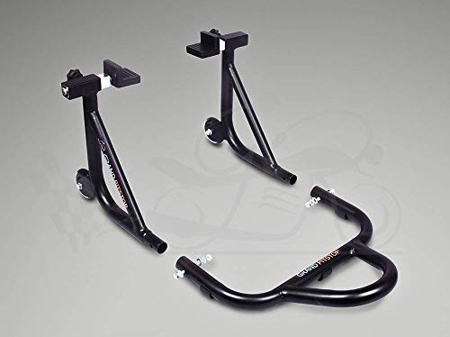 Image of GrandPitstop Paddock Stand with Swing Arm Rest and Bobbin Fork for KTM RC390 (Black and Orange)
