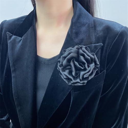 Image of Dainty Peony Rose Flower Brooches Lapel Pins Delicate Elegant Fabric Flowers Brooch Pin for Women Flower Corsage for Wedding Party Accessories Jewelry Gifts100mm