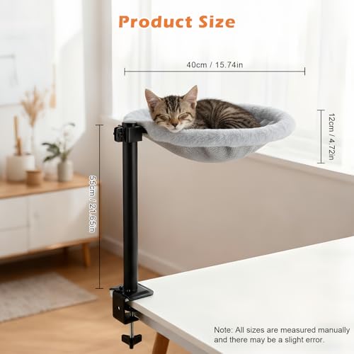 Lit pour chat de bureau ajustable avec panier chat pivotant et hamac doux - 4