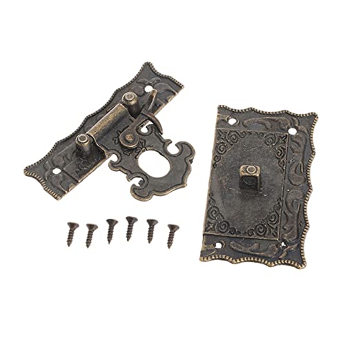 Hasp lock rectangulaire en bronze style antique pour boite a bijoux 56x67mm - 6