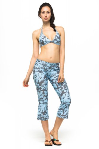 Private Island Women UPF50+ Capri Bootcut Leggings Rash Guard Pants Beach Swimsuit Bathing Swim Bottom (YCP)