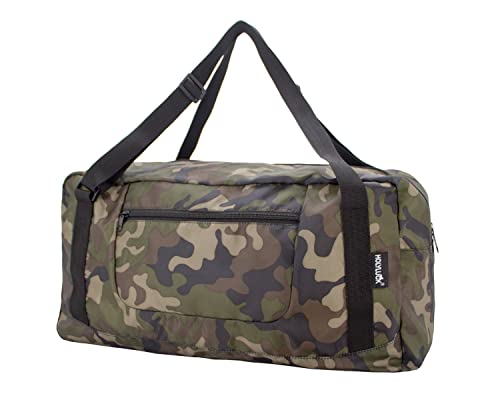 Image of HOLYLUCK Foldable Travel Duffel Bag For Women & Men Luggage Great for Gym (jungle camo)