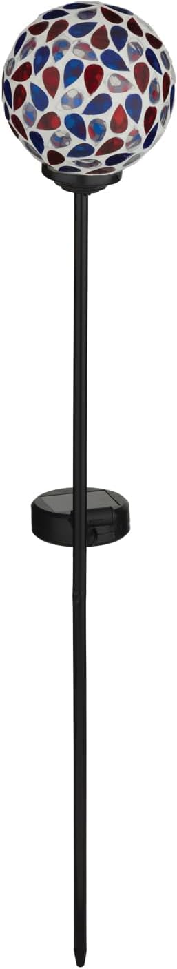 Regal Art & Gift Americana Mosaic Solar Stake Set of 2, Patriotic Outdoor LED Garden Lighting, Weather-Resistant Metal and Glass Decorative Landscape Decor for Yard and Pathway – Teardrop